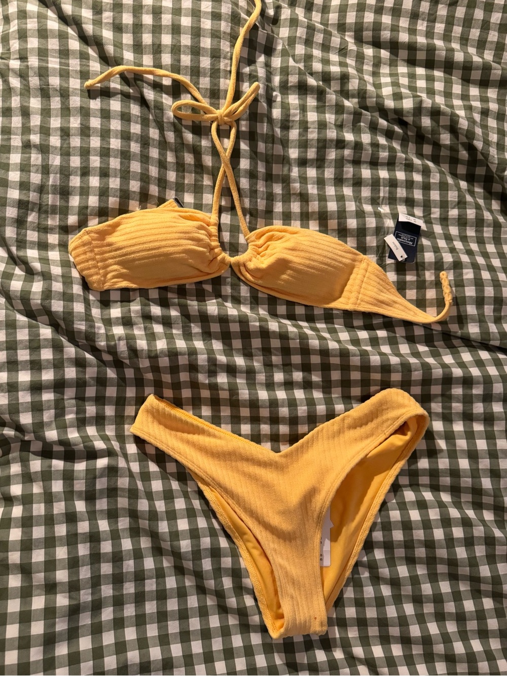 NEVER WORN Orange Terry Cloth Ribbed Bikini Set